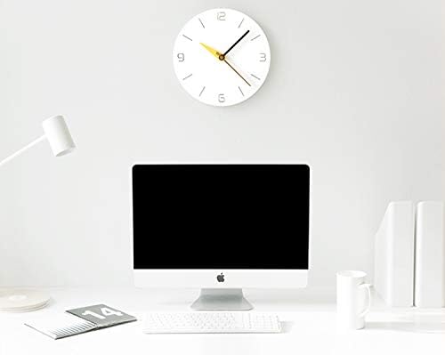 Stephanie Imports Modern Minimalist White & Spring Yellow Silent Wall Clock