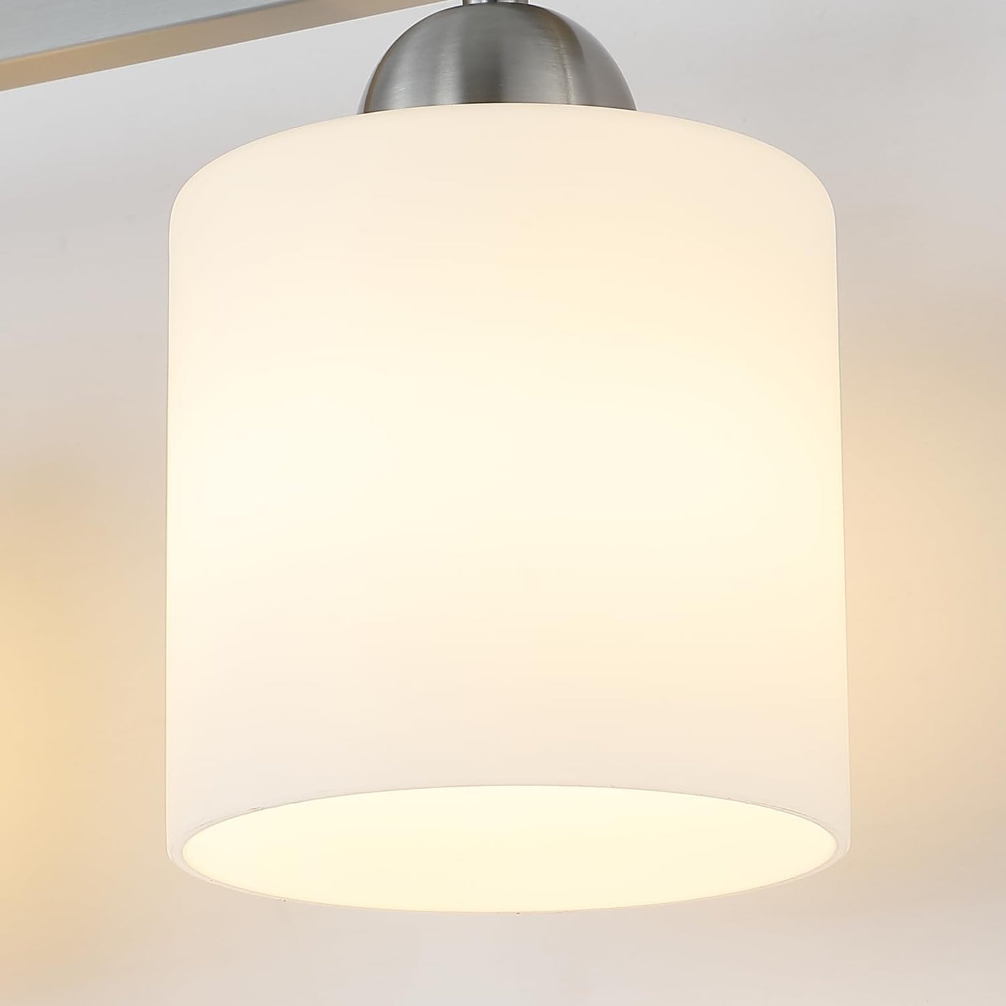 Stainless Steel Milk Glass Vanity Lights for Bathroom, 4 Light Brushed Nickel Bathroom Light Fixtures Over Mirror, Ceramic E26 Sockets Wall Mounted