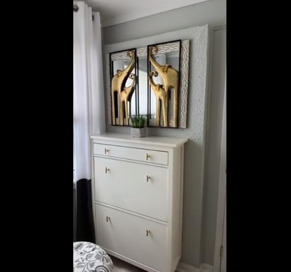 HKaikzo Set of 2 Elephant Wall Decor, African Wall Decor, Gold Elephant Wall Art, Animal Decorations for Living Room, Modern Metal Decor(11.8x27.6in)