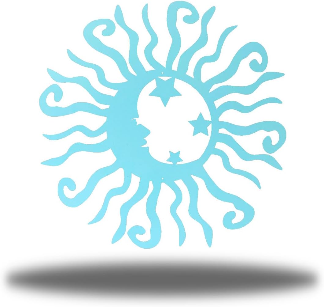 Riverside Designs Wacky Solar Moon Metal Wall Art Steel Outdoor Decor | Heavy-Duty and Waterproof | Made in USA (Sea Foam, 30L x 30W)