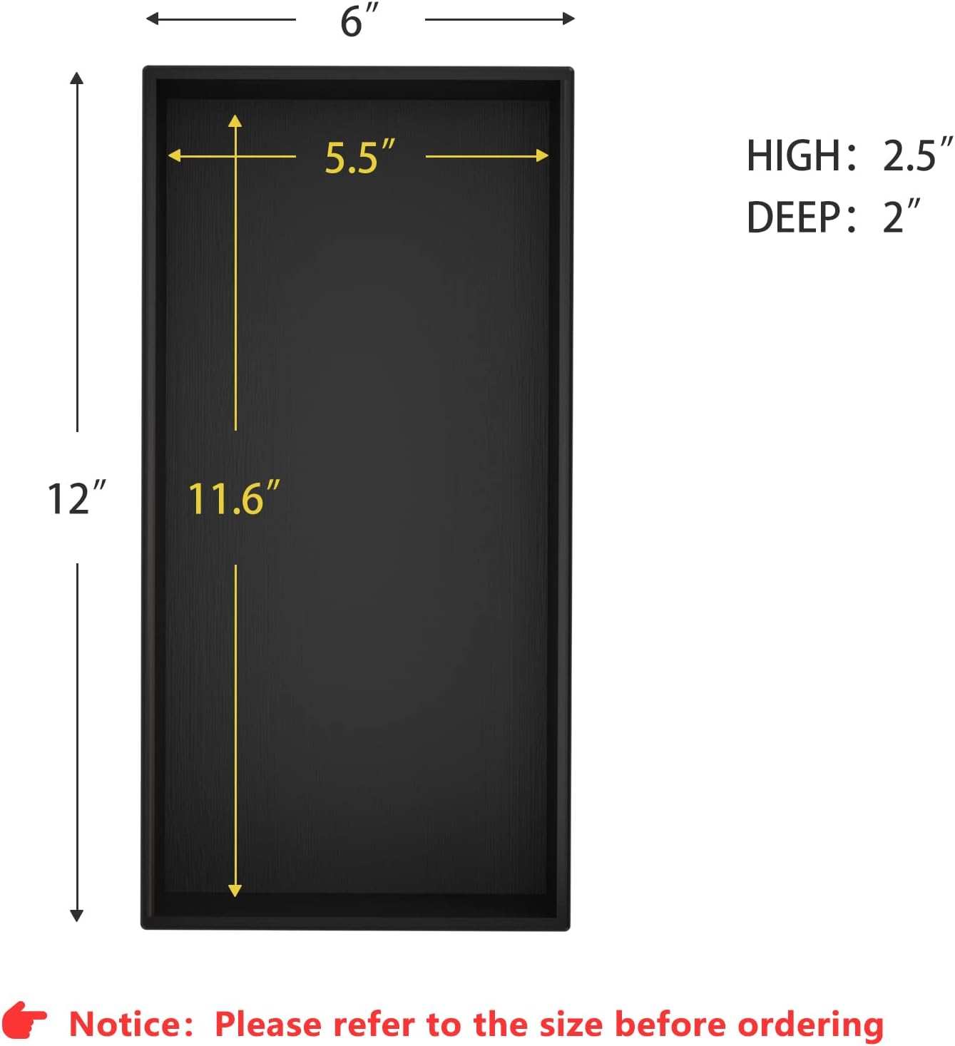 Black Bamboo Drawer Organizer - Silverware&Utensil Holder Organizer for Kitchen Drawers, Multi-Use Drawer Dividers Boxes for Bathroom Counter,Cabinet, Garage, Office Desk, Makeup, Jewelry (12*6*2.5)