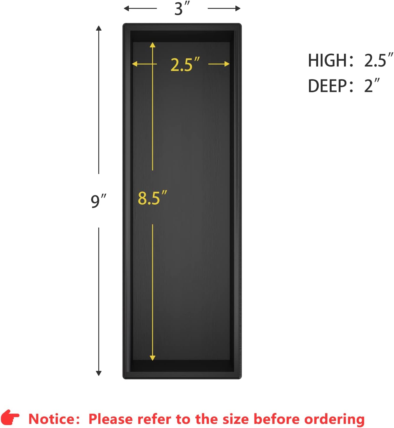 Black Bamboo Drawer Organizer - Silverware&Utensil Holder Organizer for Kitchen Drawers, Multi-Use Drawer Dividers Boxes for Bathroom Counter,Cabinet, Garage, Office Desk, Makeup, Jewelry (9"3"2.5")