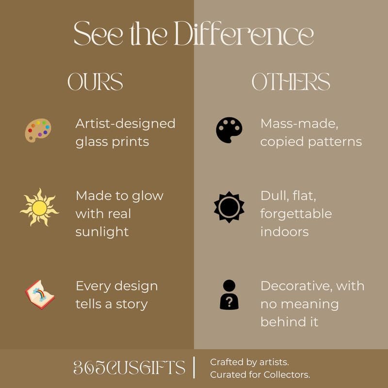 Rectangle Sun and Moon Suncatchers for Windows, Stained Glass Window Hangings,Hand-Painted Glass Panel Perfect for Home Décor