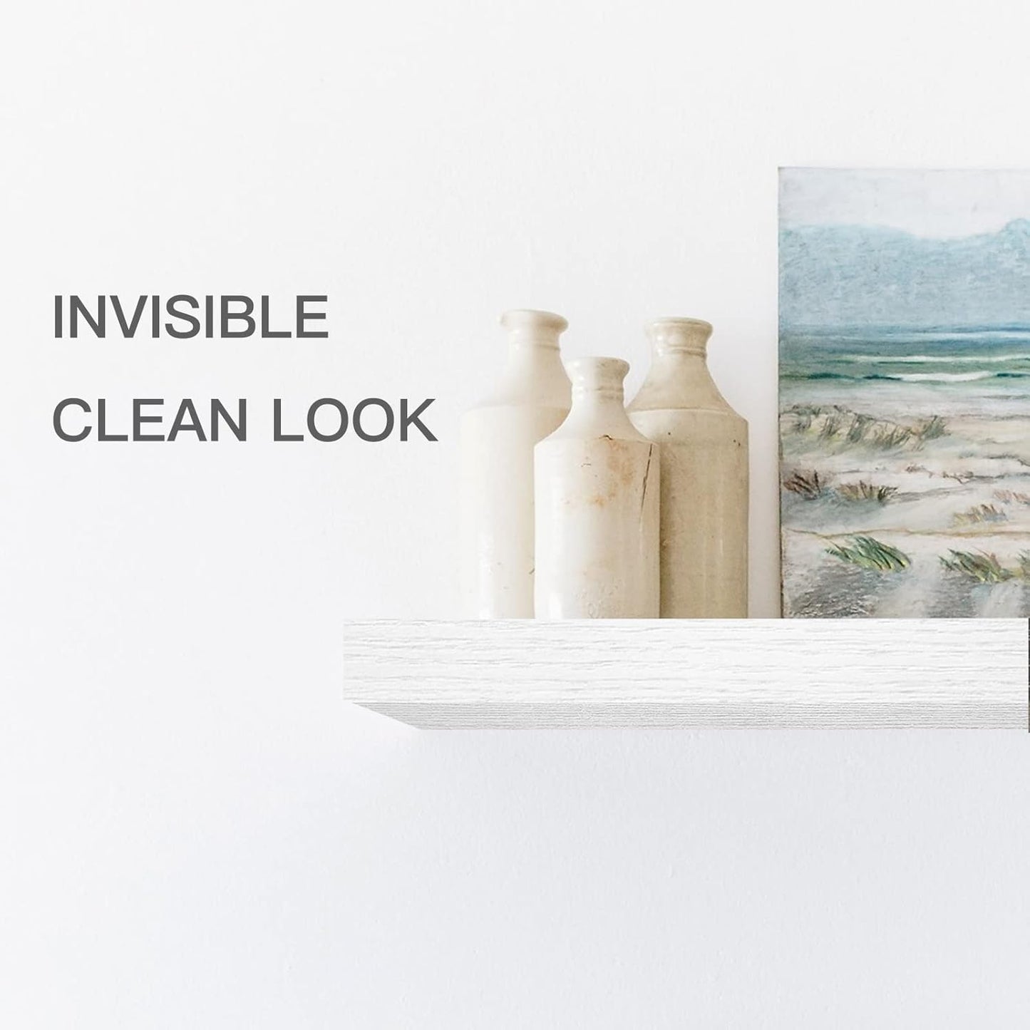 QEEIG Floating Shelves for Wall Bathroom Shelf Bedroom Kitchen Living Room Hanging Book Shelves Small Farmhouse Decor 16 inch Set of 3, White (015-W3)