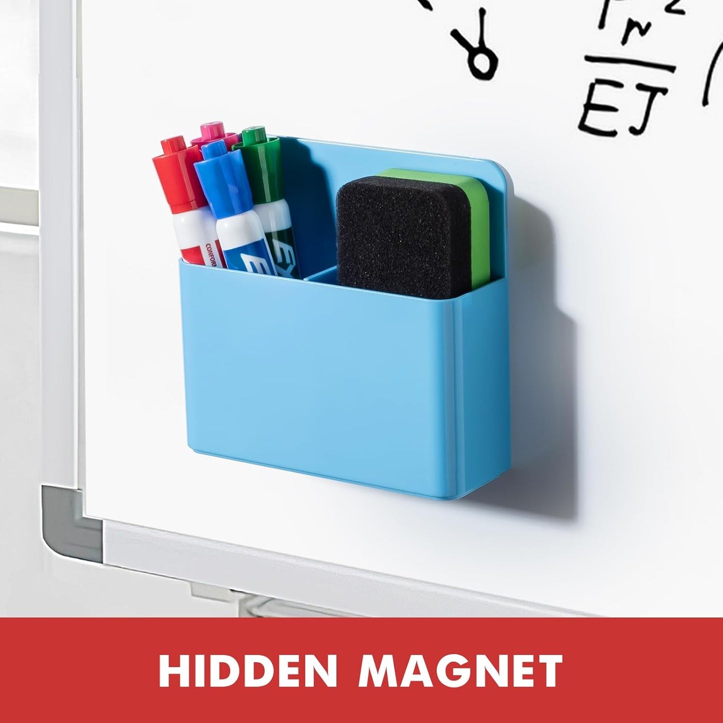 BEYGORM 2 Pack Plastics Magnetic Pen Holder for Refrigerator, Dry Erase Marker Holder for Whiteboard,Magnet School Locker Organizer Accessories, Pencil Cup, Pen Caddy, Classroom Organization(Blue)