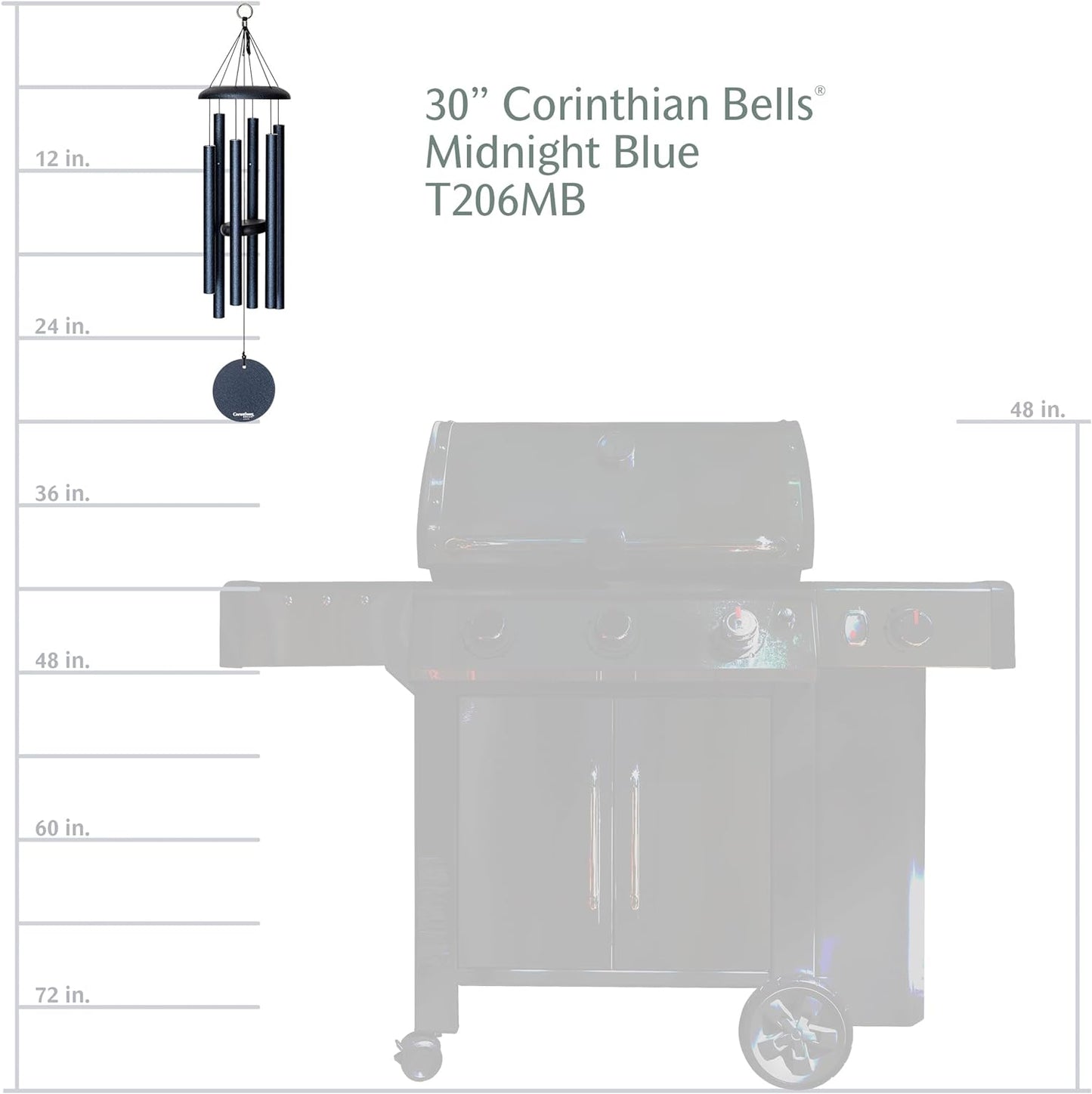 Corinthian Bells by Wind River – 30 inch Midnight Blue Wind Chime for Patio, Backyard, Garden, and Outdoor Decor (Aluminum Chime) Made in The USA