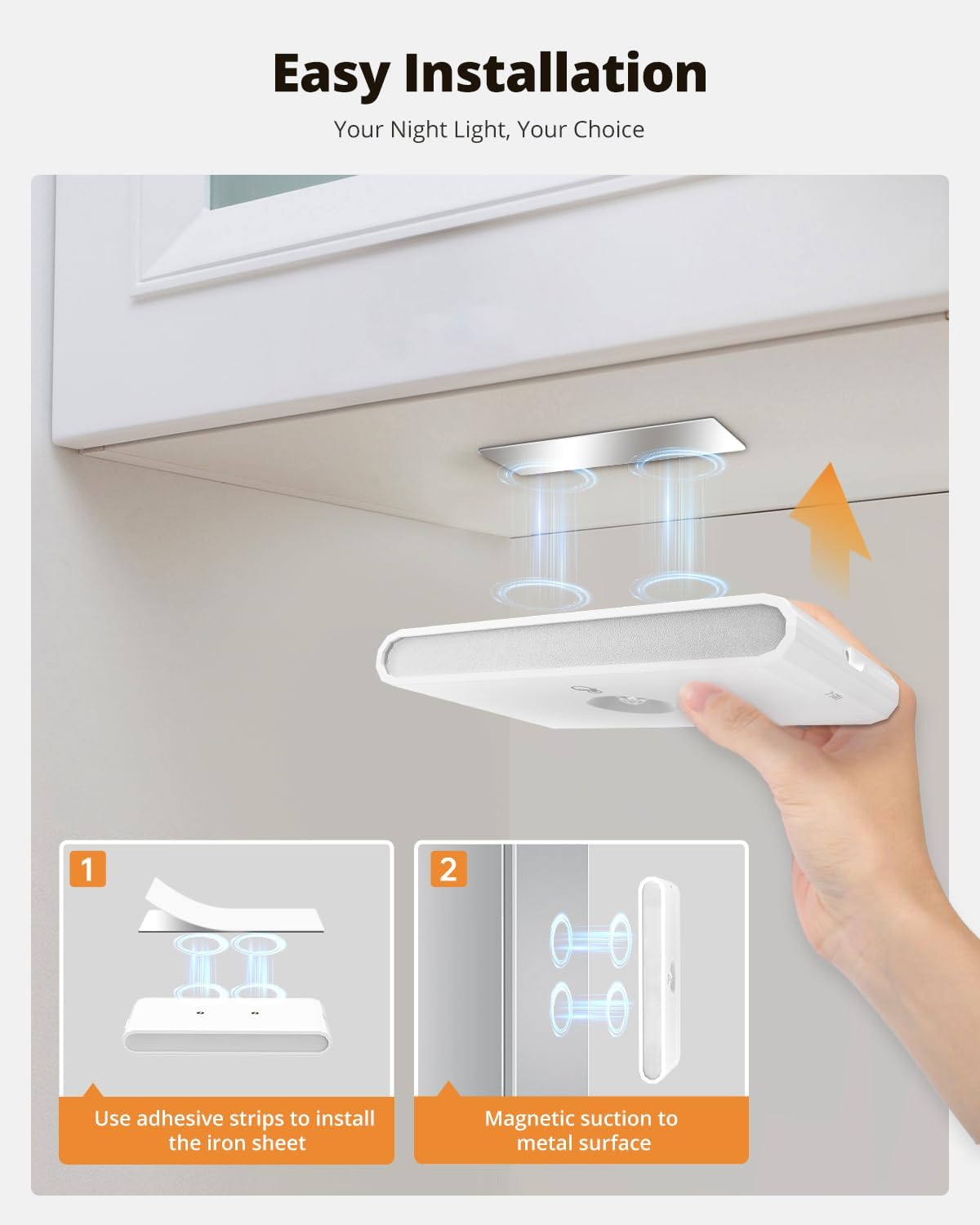 wowatt Rechargeable Motion Sensor Night Light, White Automatic Lights with Magnetic Mount, Dimmable Stair Lights Indoor for Stairway, Hallway, Kitchen, Bathroom(3 Packs)