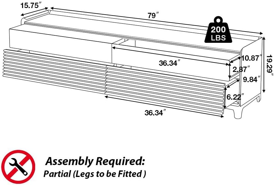 POVISON Fully-Assembled Mid Century Modern TV Stand with Legs, 78.74" Wood Media Console with Adjustable LED Light, Entertainment Center with Storage for Living Room