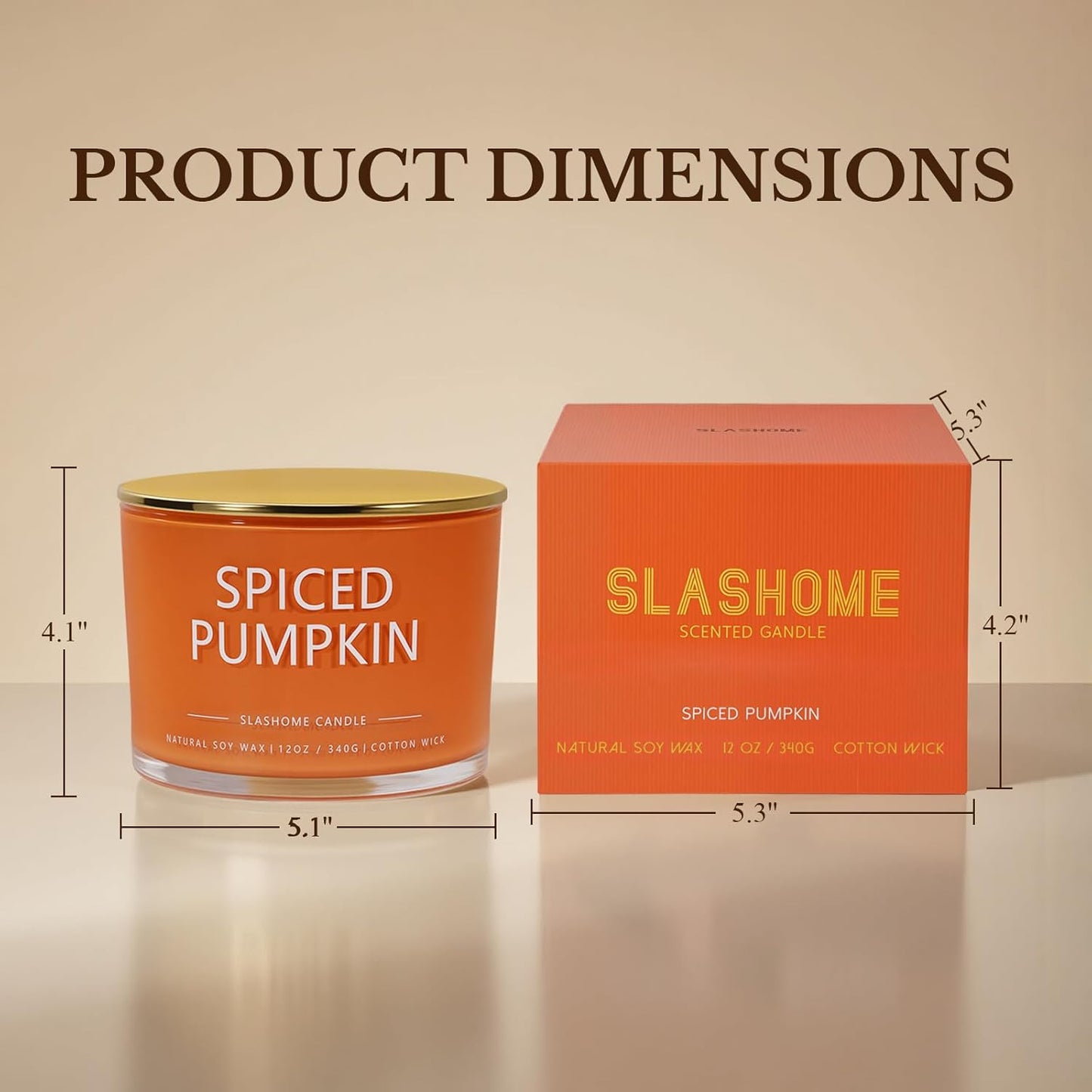 Pumpkin Spice Fall Candle, Large 3 Wick 12oz Luxury Candle, Elegant Autumn Gift for Women & Men, 60+ Hour Burn Time & Non-Toxic, Cozy Fall & Halloween Home Decor