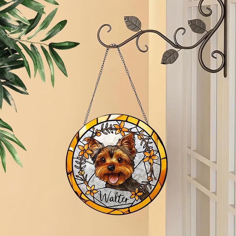 Custom Pet Portrait Glass Wall Hanging, Personalized Dog and Window Display, Unique Gift for Pet Owners