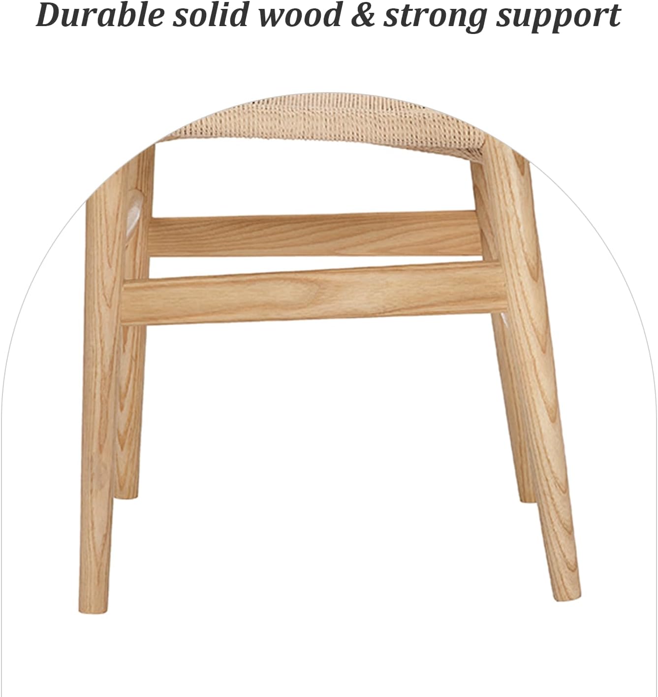 Wishbone Chair Natural Solid Wood Dining Chair/Hans Wegner Y Chair Rattan and Wood Accent Armrest Chairs - Ash Wood Chairs (Ash Wood + Natural Color)
