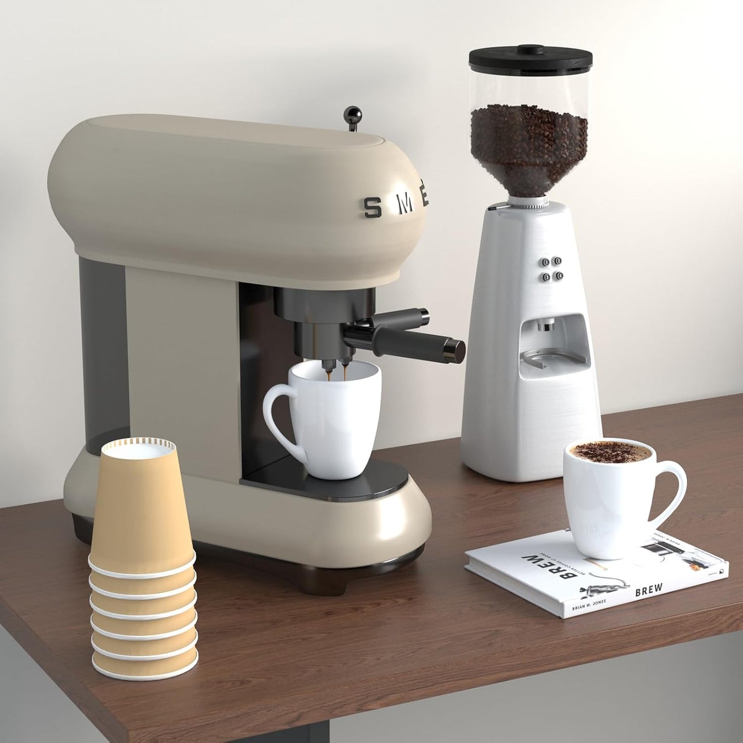 16 OZ White Stoneware Mugs Set of 6, Large Ceramic Coffee Cups with Handle, Porcelain Mugs for Latte, Milk, Tea and Juice