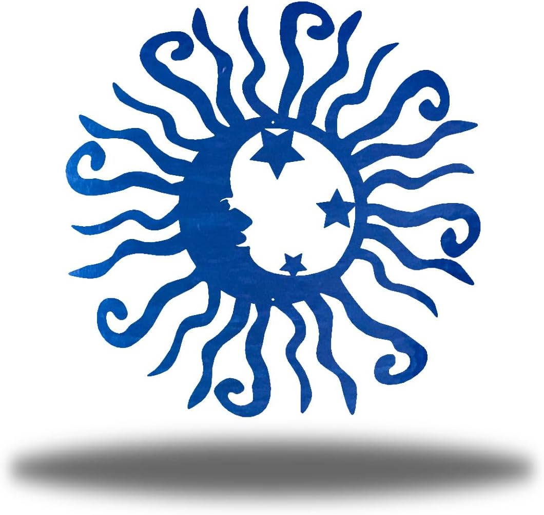 Riverside Designs Wacky Solar Moon Metal Wall Art Steel Outdoor Decor | Heavy-Duty and Waterproof | Made in USA (Blue, 24L x 24W)