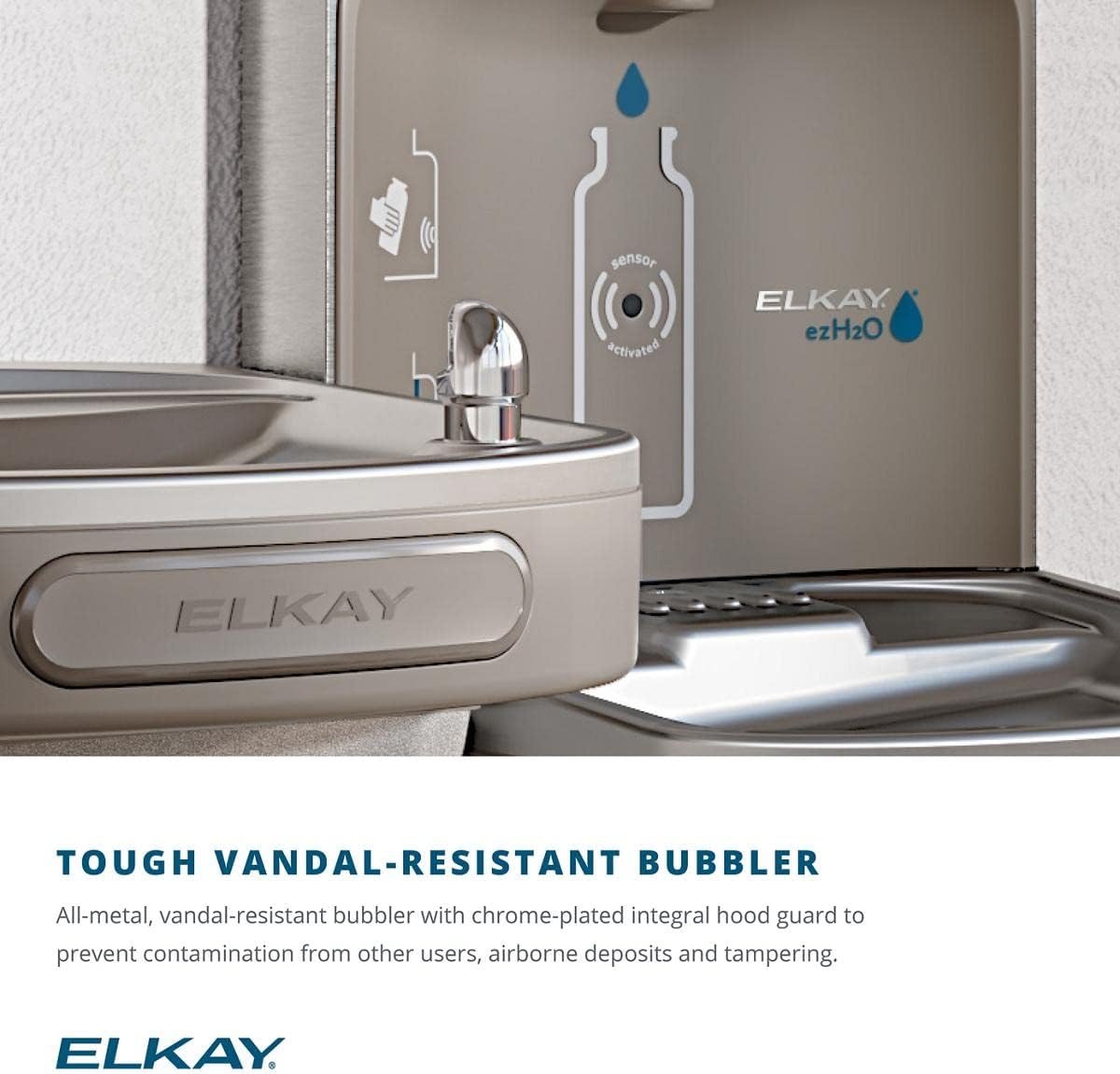 Elkay EZSDWSVRSK EZH2O Wall Mount Drinking Fountain and Bottle Filling Station with Vandal Resistant Bubbler and Glass Filler - N/A