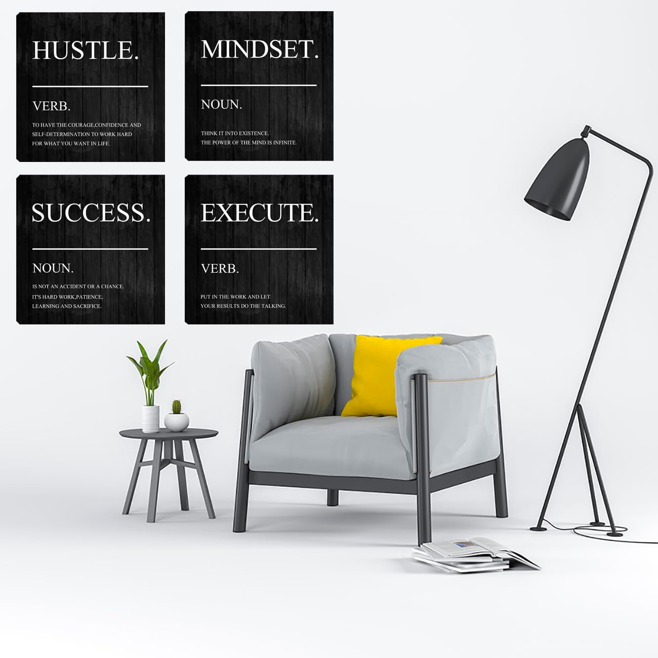 Motivational Wall Decor Canvas Framed Wall Art,Inspirational Office Quotes Canvas Home Decorations Wall Decor Artwork,Positive Quote Words Poster Wall Art for Company Living Room Bedroom 12”X12”X4