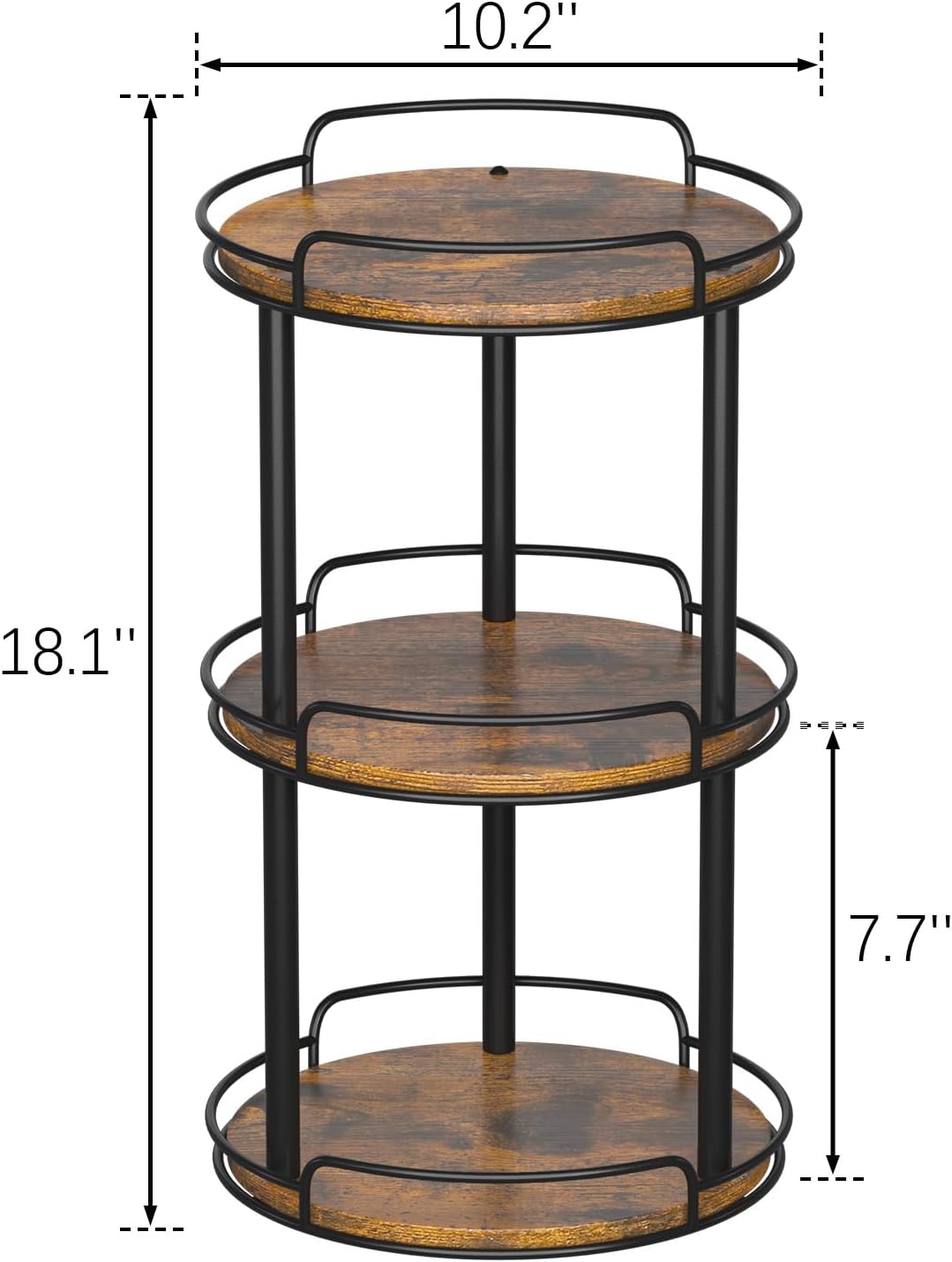 LAMU 10.2'' Wood Lazy Susan Turntable Organizer for Cabinet, 3 Tier Lazy Susan Spice Rack Organizer for Kitchen, Table Top, Countertop, Pantry, Bathroom