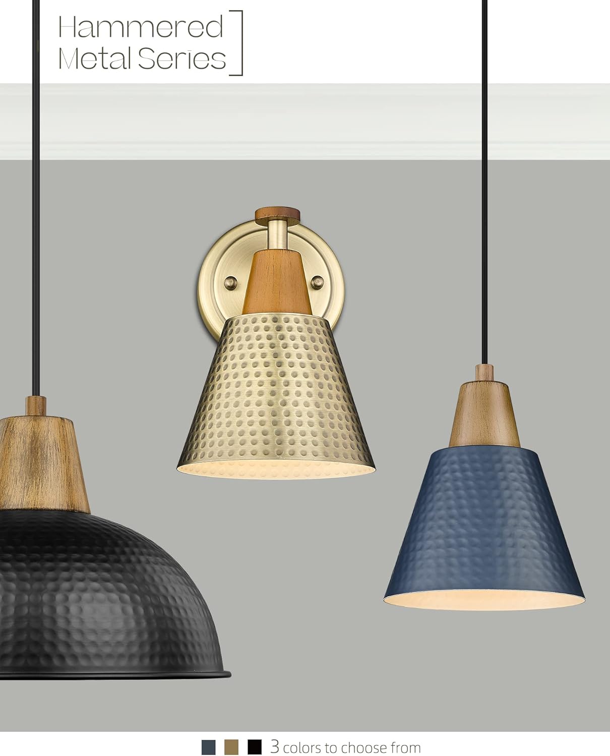 FEMILA Bathroom Light Fixtures 2 Pack, Antique Brass Vanity Light with Hammered Metal Shade, 2-Lights Bath Wall Mounted Lights Wall Lamp for Mirror Kitchen Bedroom, 4FG59B-2 BG