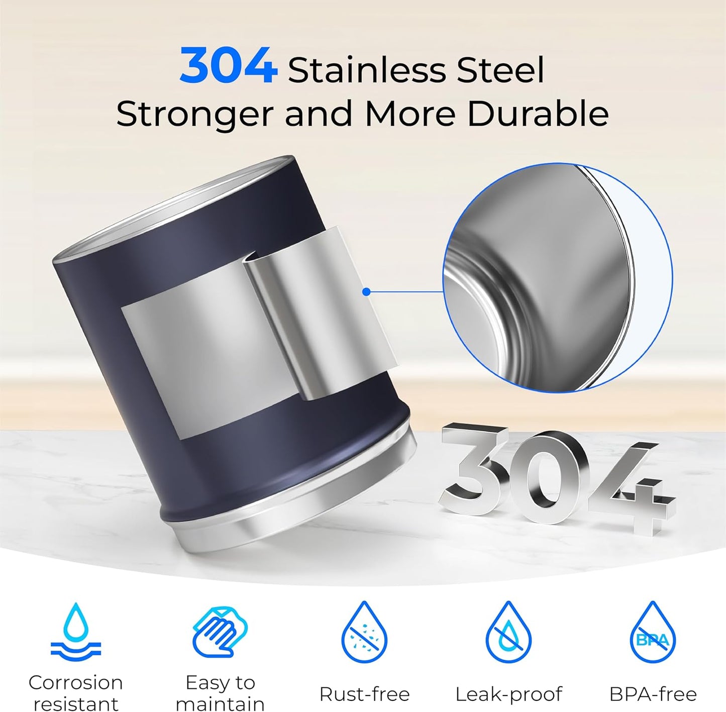 Waterdrop 2.25G Gravity Water Filter System, NSF/ANSI 42&371 Standard, Stainless Steel System with 2 Carbon Filters, Reduces 99% of Lead and Chlorine for Home, Camping, Emergencies, King Tank, Blue