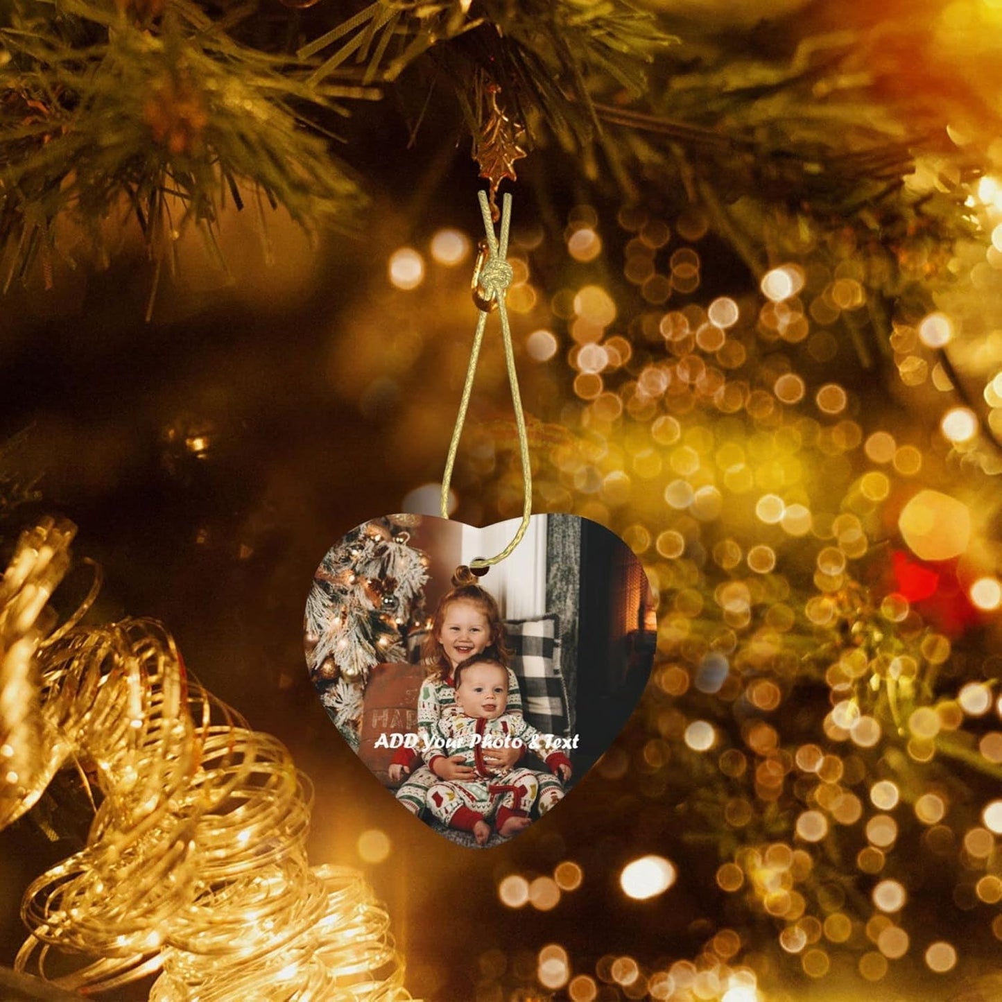 Personalized Heart-Shaped Christmas Ornaments 2022 Custom Ceramic Tree Ornament - Wedding, Baby, Family, Pet Photos - Unique Xmas Gift (Love - 2pcs)