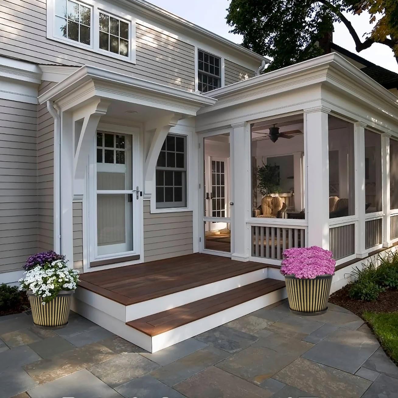 Large-Planter-Indoor-Outdoor Plant Pots, 14 inch 4 Pack Plastic Flower Pots with Saucer And Drainage Holes, Modern Garden Planters For Planting Medium Large Plants, Decorative Resin Garden Pots