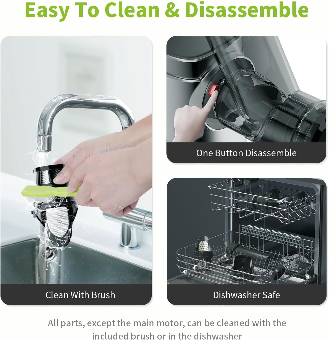 Aeitto Cold Press Juicer Machines, 3.6 Inch Wide Chute, Large Capacity, High Juice Yield, 2 Masticating Juicer Modes, Easy to Clean Slow Juicer for Vegetable and Fruit, Silver