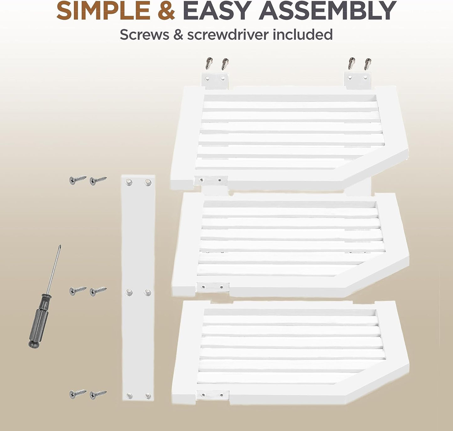 Cabinet Organizer Shelf - Bamboo Corner Rack for Kitchen Counter, Cabinet Space Saver for Plates, Dishes, Bowls, Bread Pantry, Bathroom Storage or Countertop Stand, White