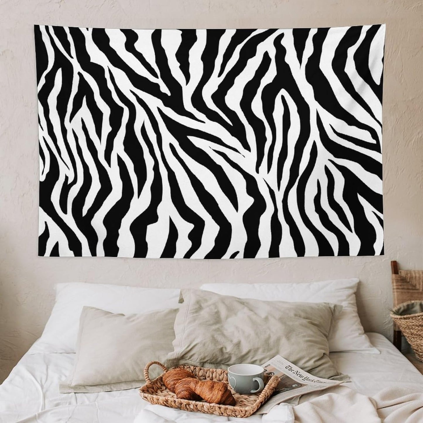 HZOHNAGO Zebra Print Tapestry Nature Wild Animals Black and White Stripe Printed Wall Tapestry Painting Wall Hanging for Bedroom Living Room Dorm 60" W x 40" H