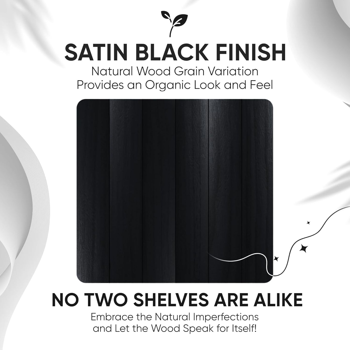 Homeforia Black Floating Shelves 36 inches Long, High End Solid Real Wood 36 inch Floating Shelf for Wall Mounted, Black Wooden 36in Floating Shelves, Heavy Duty Bracket, 36 X 6.5 X 1.75 in, Set of 2