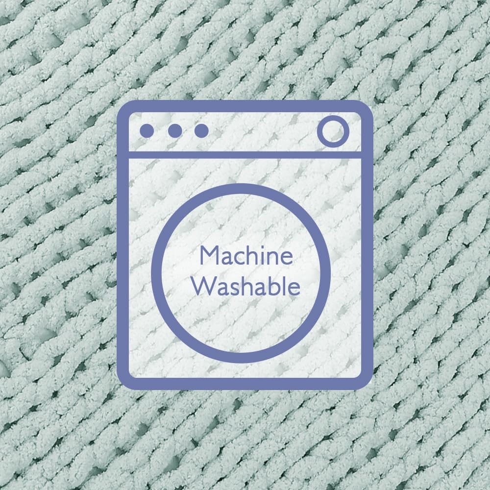 Bigacogo Chunky Knit Throw Blanket for Couch, 51x63 inches, 100% Hand Knitted with Thick Jumbo Chenille Yarn, Cozy Soft Large Rope Knot Cable Crochet Blankets for Sofa Bed Living Room, Mint