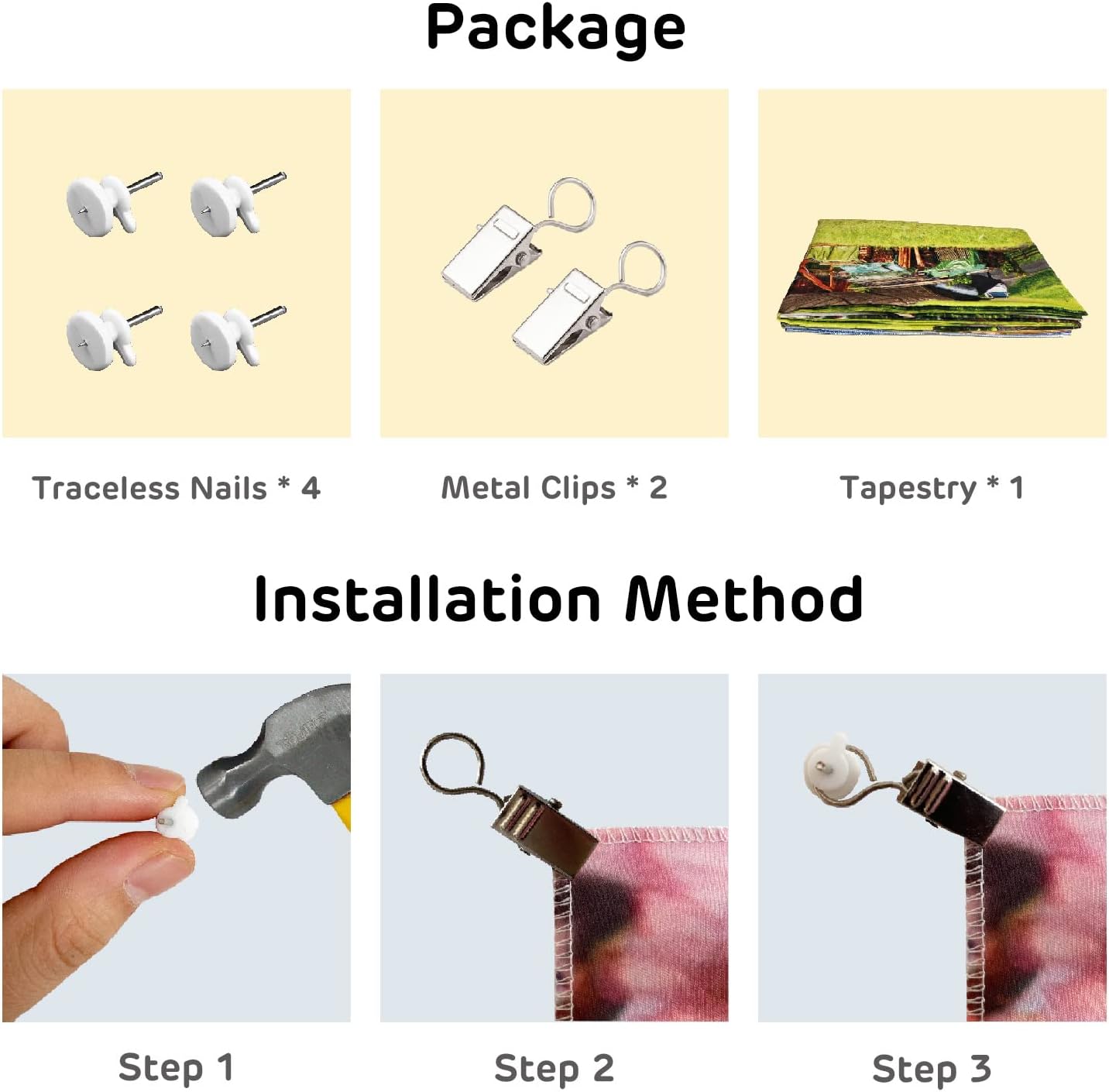 Loccor 5x3ft Tie Dye Tapestry Light Orange Watercolor Craft Dirty Tie-Dye Textile Abstract Chaotic Hippie Tapestry Wall Hanging for Living Room Bedroom Decor (Pattern Painted on Polyester Fabric)