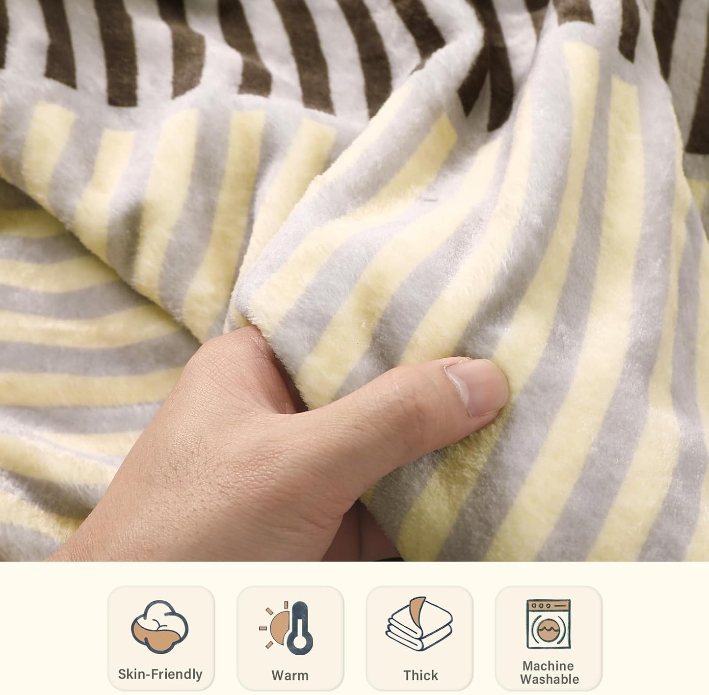 Lahome Brown Fleece Throw Blanket for Couch Double-Color Rainbow Fluffy Warm Cozy Bed Blanket Soft Fuzzy Modern Throw Blankets for Sofa Home Decor, Brown 50''x60''