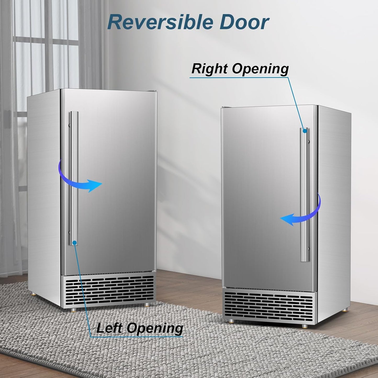 Commercial Ice Maker Machine 120 LBS/24H, 60 LBS Cold Preservation Bin for 4-6 H, Freestanding Undercounter Ice Maker Stainless Steel, 40 Ice Trays Built-in Ice Machine for Restaurant Bar Kitchen Cafe