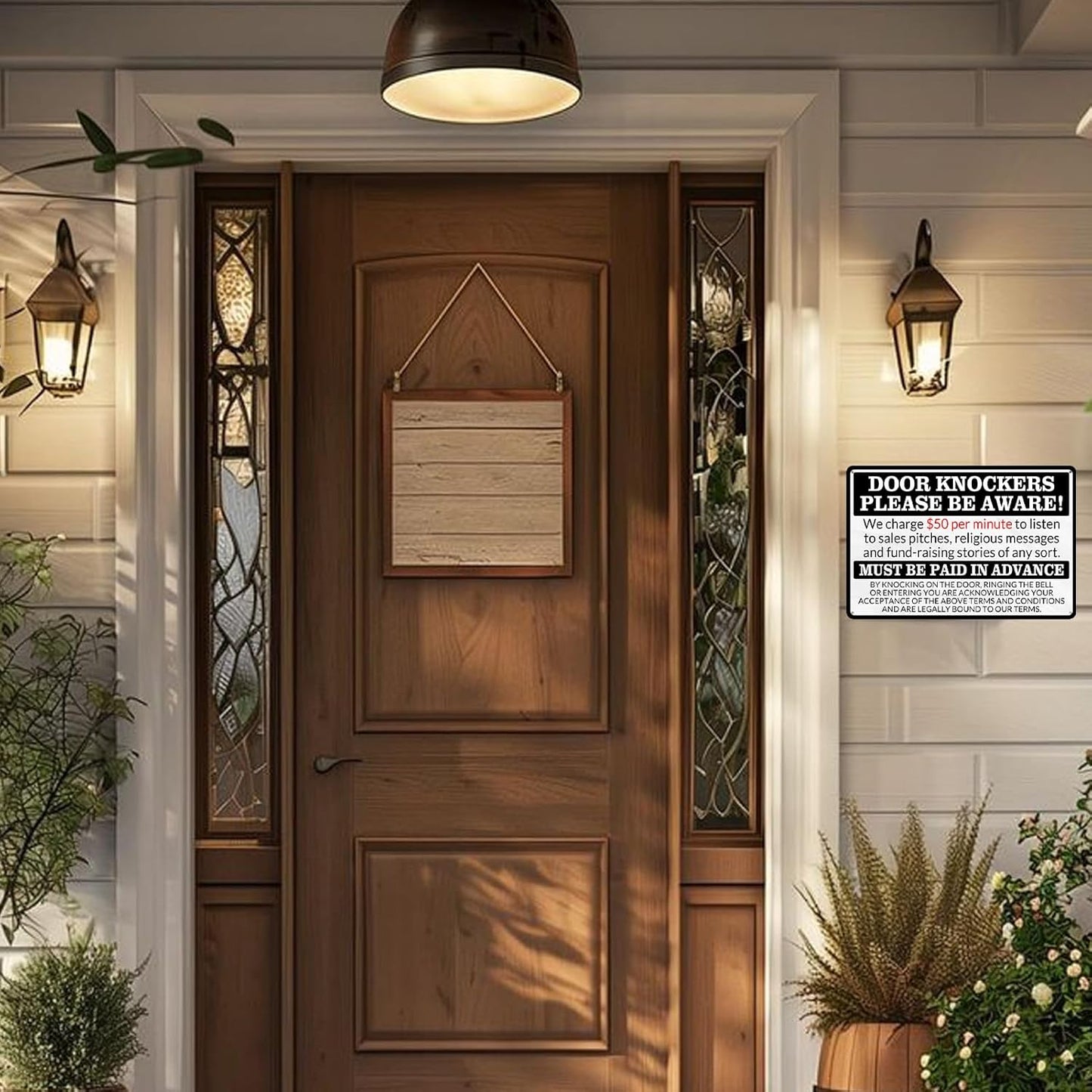 No Soliciting Sign for House Front Door - Funny Metal Tin Signs Room Decor Door Knockers Please Be Aware Warning Yard Sign, Home Bedroom Wall Art Decorations 8x12 Inch