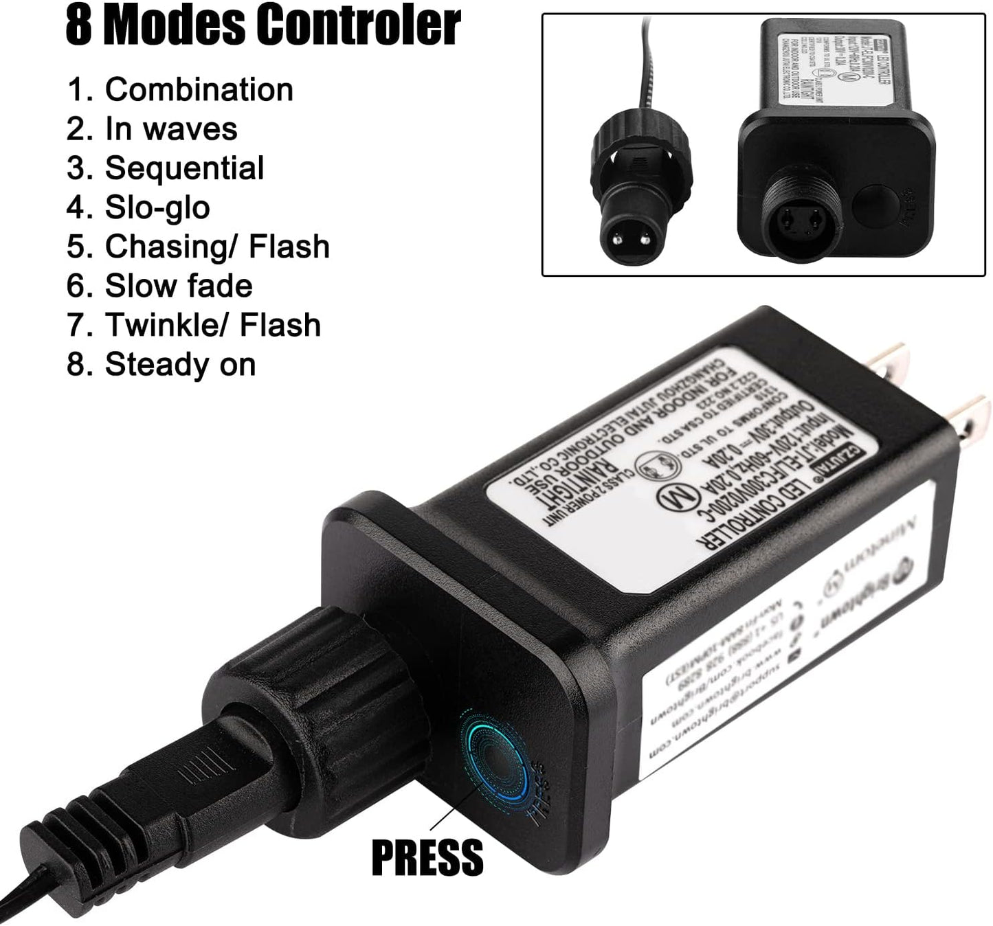 Minetom Halloween String Lights Outdoor, 33Feet 100 LED Waterproof Christmas Lights with 8 Lighting Modes for Halloween Garden Party Christmas Xmas Tree Lights Decor(Purple)