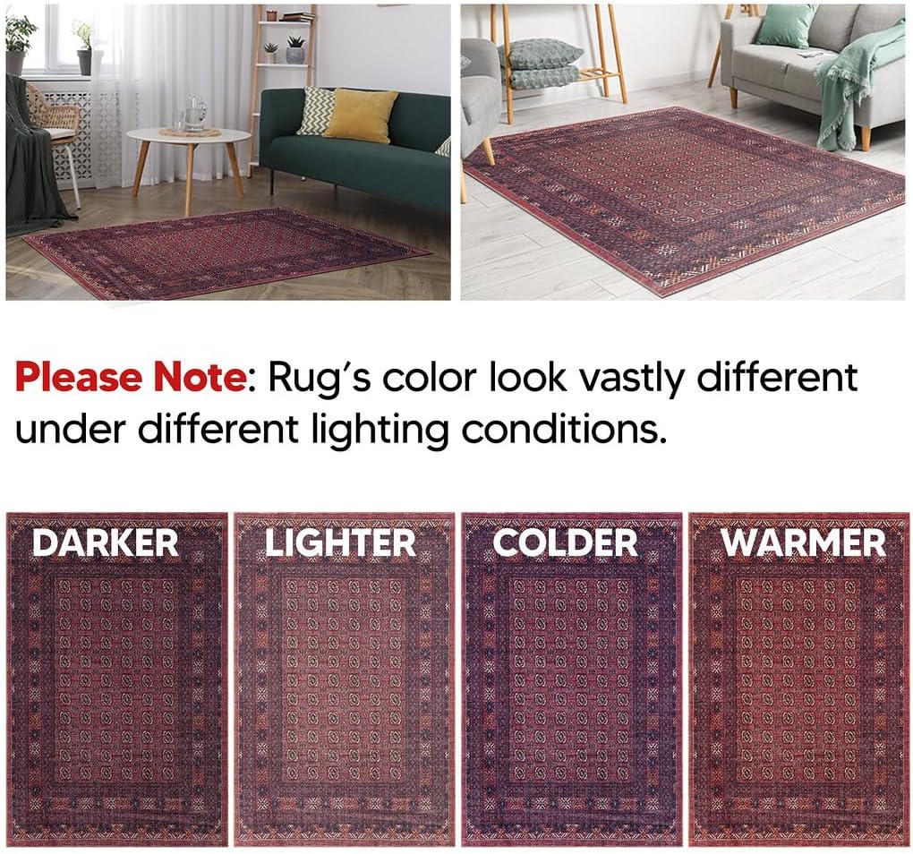 Keen Home Design 2x12 Rug - Machine Washable Runner with Non-Slip Backing, Ideal for Hallway, Entryway, Kitchen, Laundry Room - Vintage, Easy Clean, Durable, Low Pile Rug - (2'6" x 12')