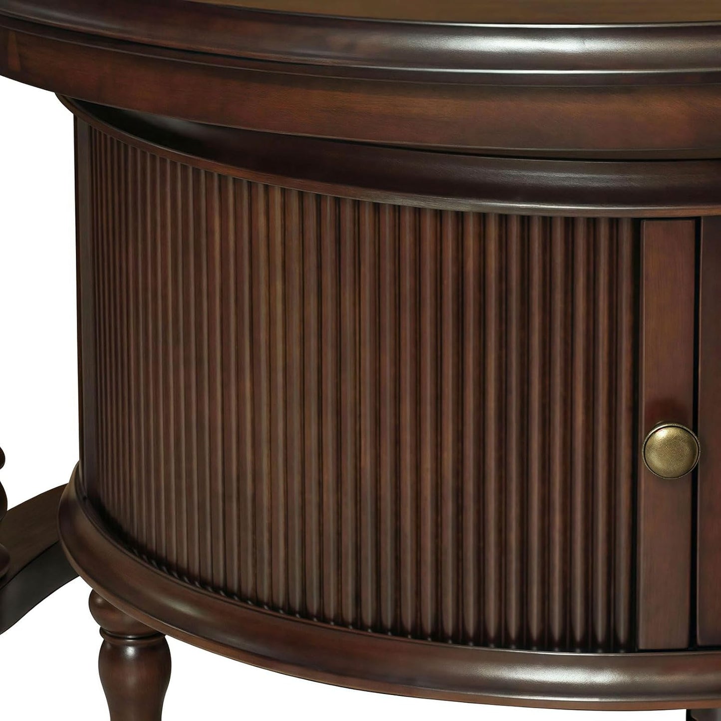 31.5'' Nesting Coffee Table Set of 2, Solid Wood Round Nesting Coffee Table Fluted with Storage, Brown Modern Coffee Table Set for Living Room Office