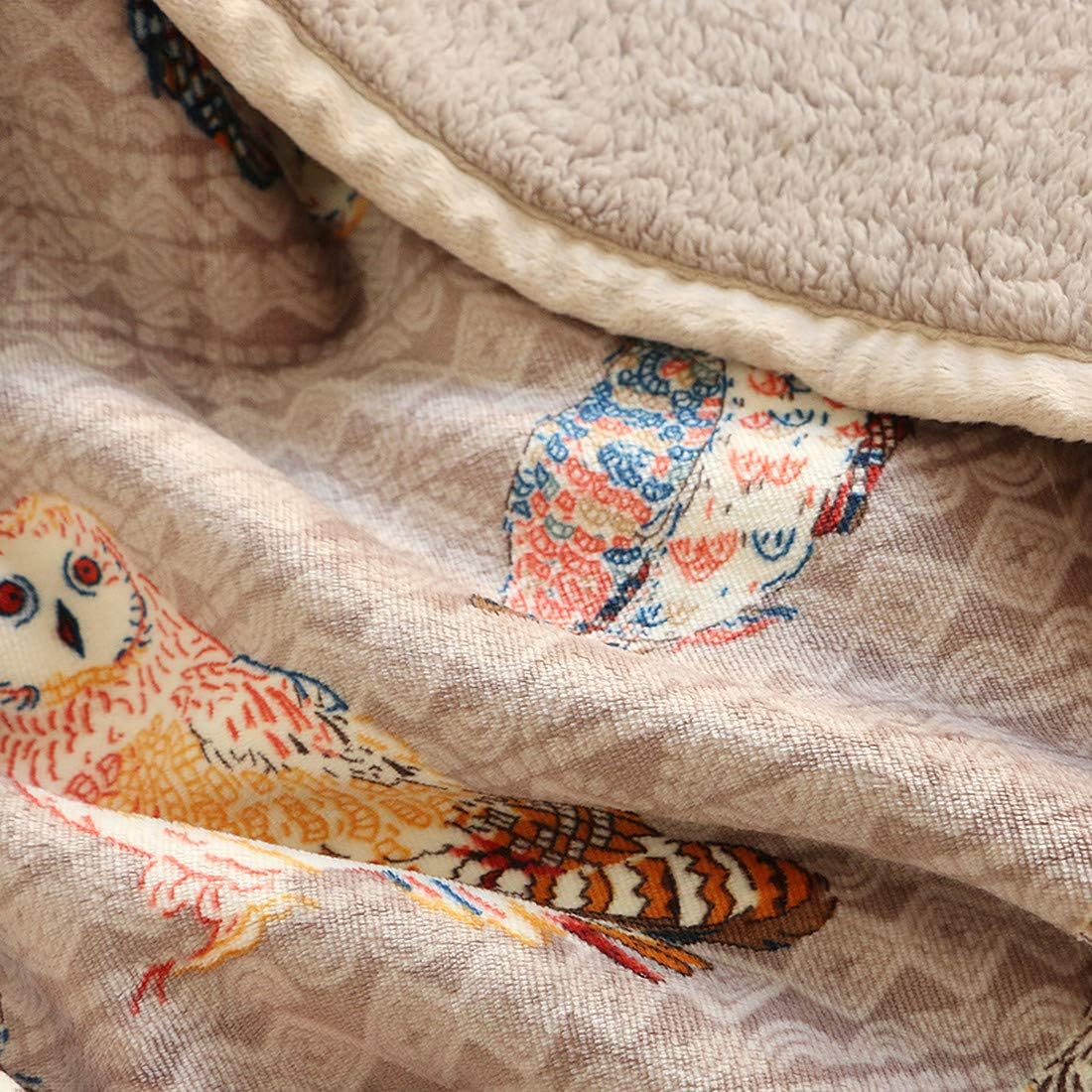 UKELER Flannel Sherpa Throw 80'' x 60''- Cute Colorful Owl Design Soft Plush Flannel Blanket Throws for Bed/Couch/Sofa/Office/Camping