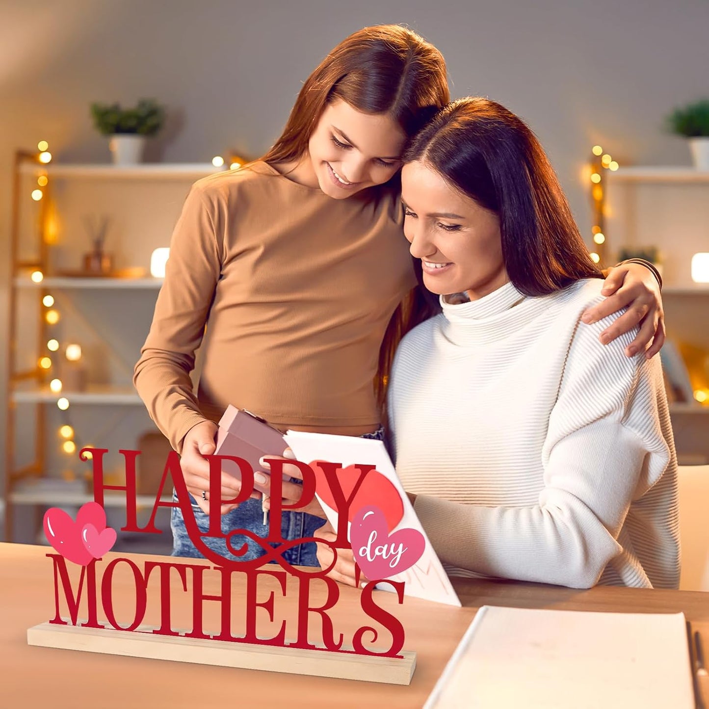 COCHIE Metal Happy Mother's Day Sign, Mothers Day Decorations for Home, Shelf, Mantel, Indoor, Mothers Day Gifts for Mom from Daughter Son, Mother Day Table Top Party Decoration (Mother's Day)