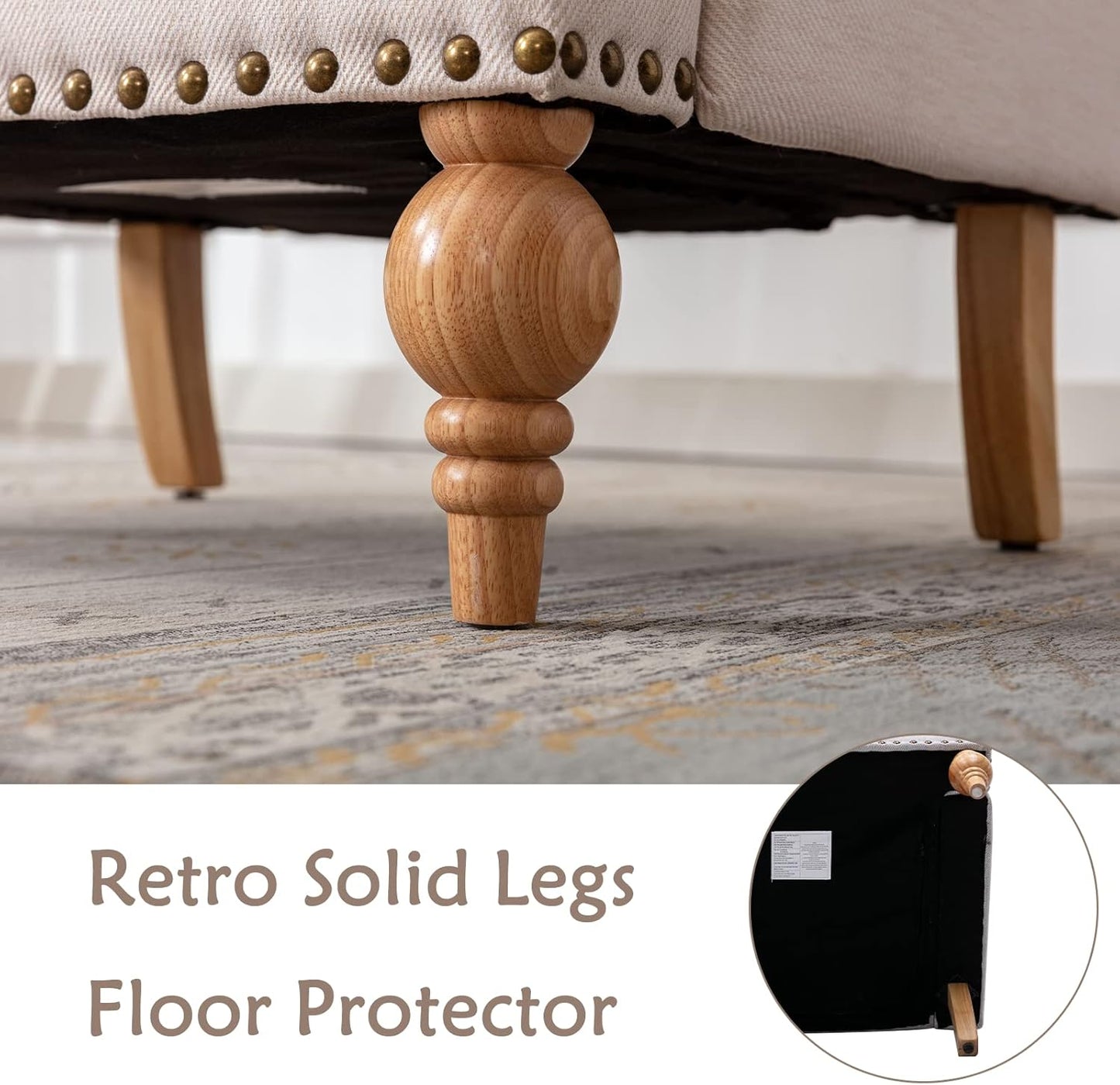 chairus Linen Accent Chair for Living Room Upholstered Mid Century Modern Single Sofa Chair with Solid Wood Legs Comfy Reading Chair Armchair for Bedroom/Office Room/Recption/Lounge, Cream