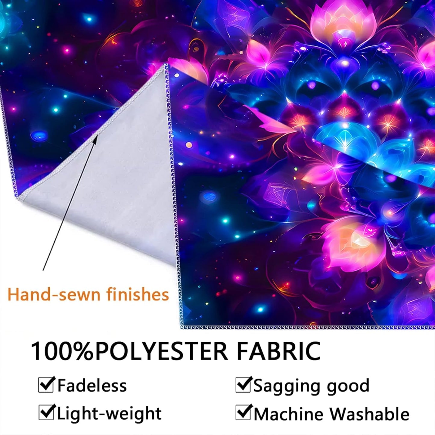 PSYHILAR Blacklight Mandala Tapestry for Bedroom, Psychedelic Black Light Posters for Adults and Teens, Colorful UV Reactive Aesthetic Bohemian Art Wall Hanging Decor (40 x 30 Inches)