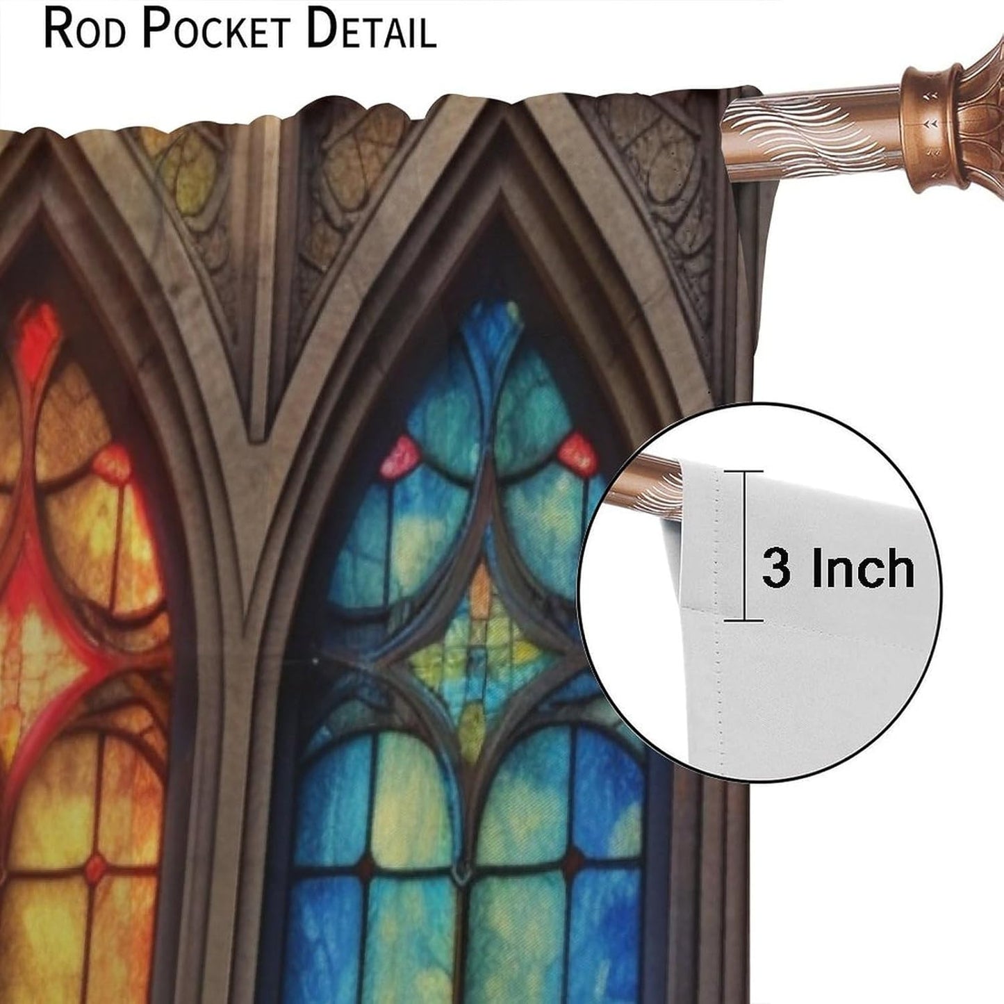 Stained Glass Curtains,Mid Century Vintage Style Abstract Art Home Decor Drapes for Bedroom Living Room Kitchen Window Treatment 2 Panels Set Total Size 42" W X 45" L Inch