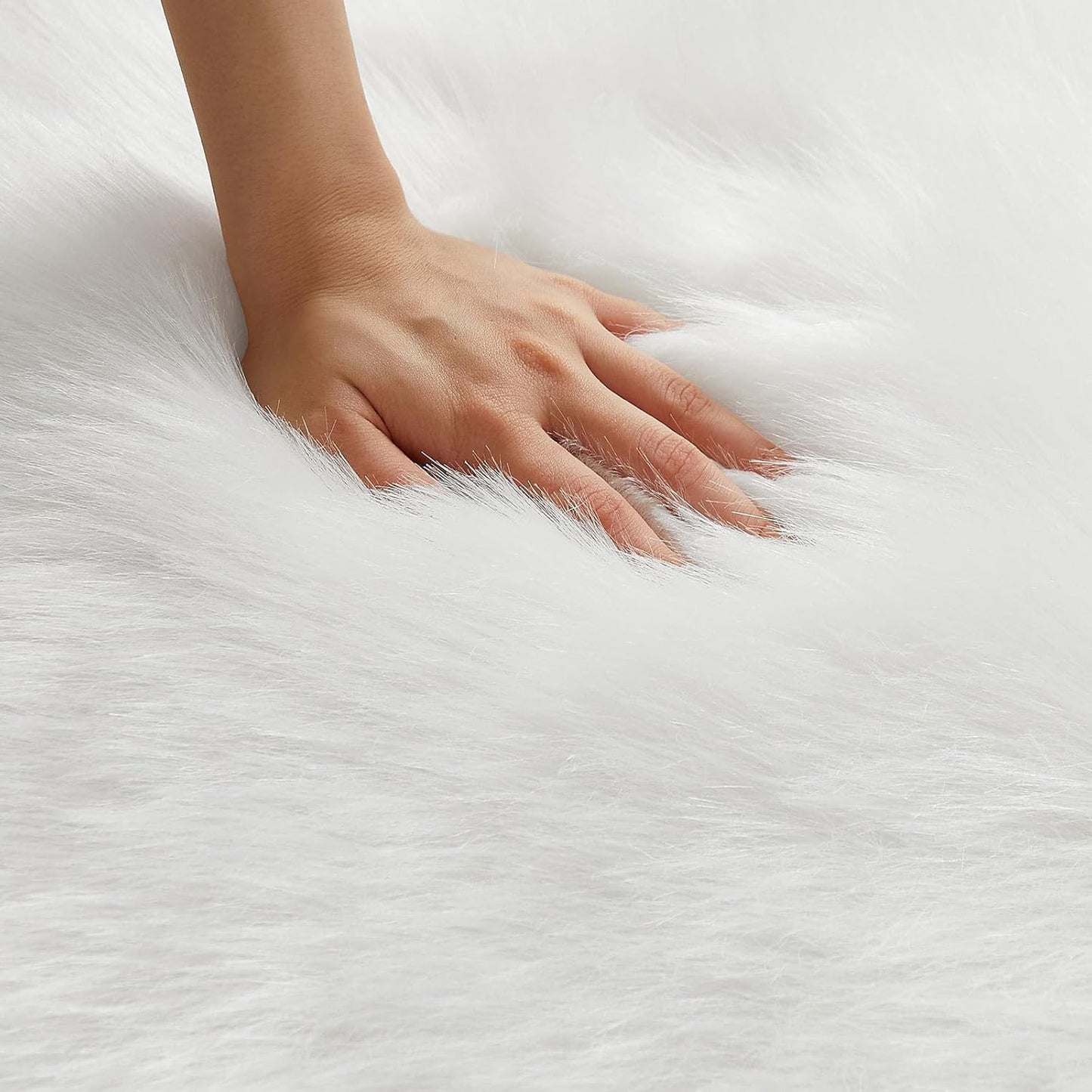 AMTOVO Faux Fur Rug, White Ultra Soft Fluffy Shag Sheepskin Rug, 2 x 6 ft Runner Area Rugs for Bedroom Sofa Throw Cushion Room Decor, Rectangle