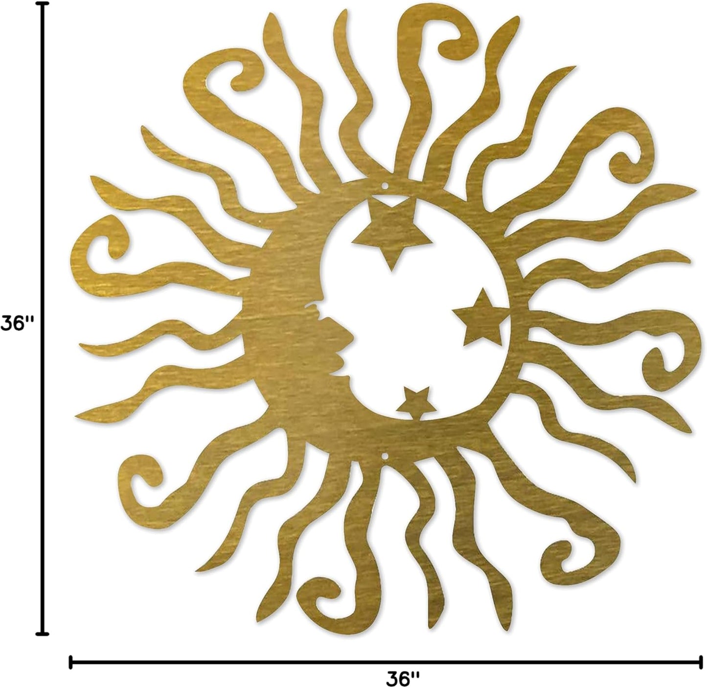 Riverside Designs Wacky Solar Moon Metal Wall Art Steel Outdoor Decor | Heavy-Duty and Waterproof | Made in USA (Gold, 36L x 36W)