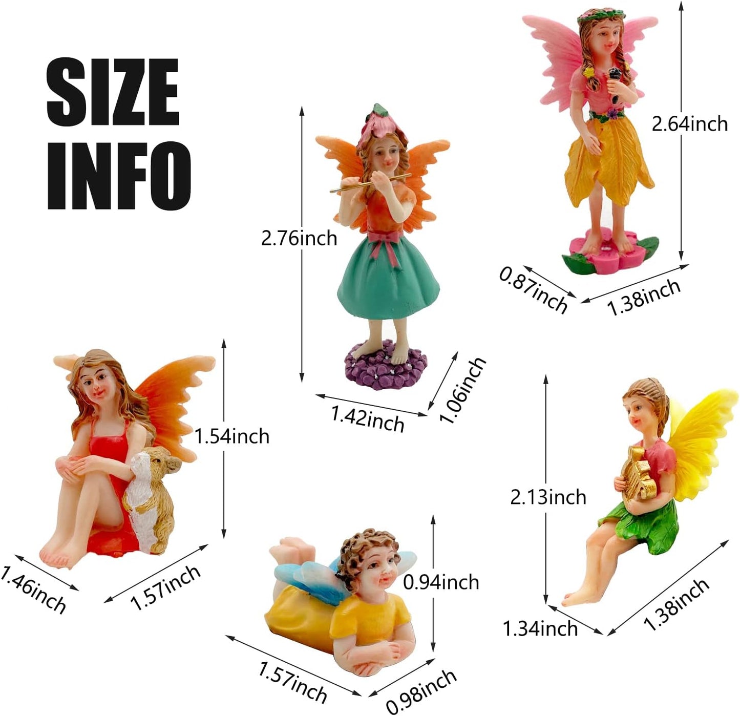 Fairies Set of 10 Pcs Miniature Garden Figurines - Outdoor Decor Art for Fall Winter, Outdoor Statue for Patio, Lawn, Yard Decoration