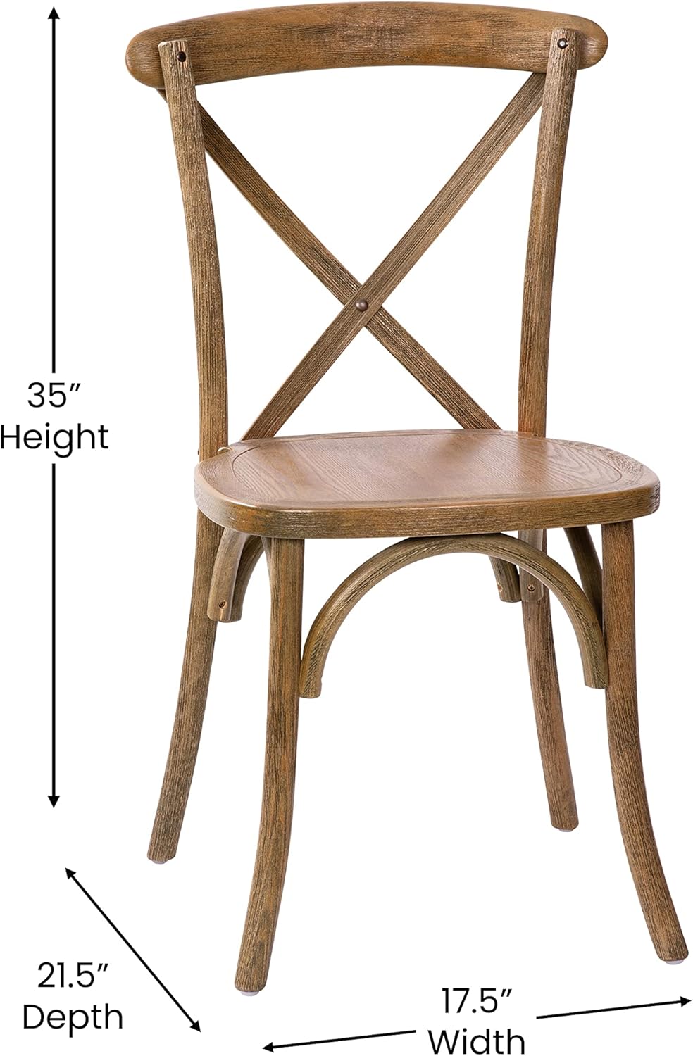 EMMA + OLIVER Hand Scraped Dark Natural X-Back Chair