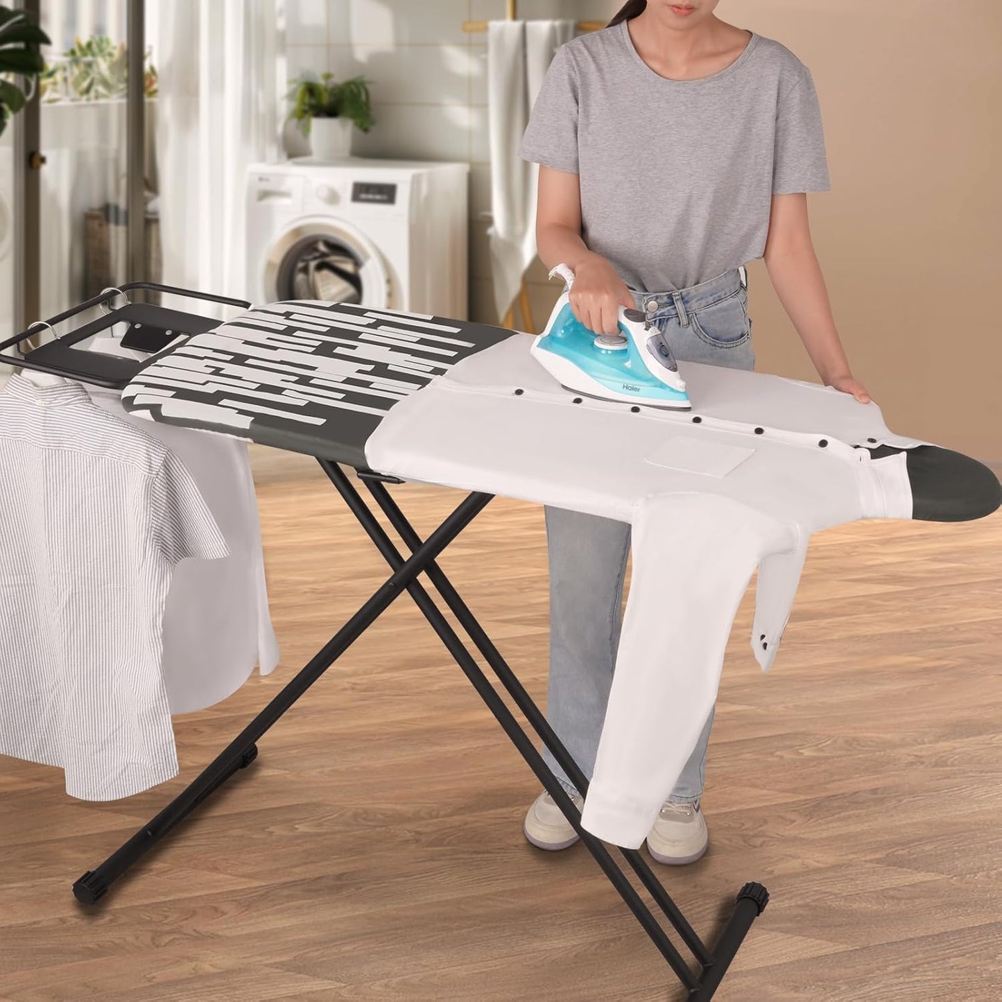 Extra Large Ironing Board with Large Hang Rail and Iron Rest in 63" L x 20" W (with Iron Rest)