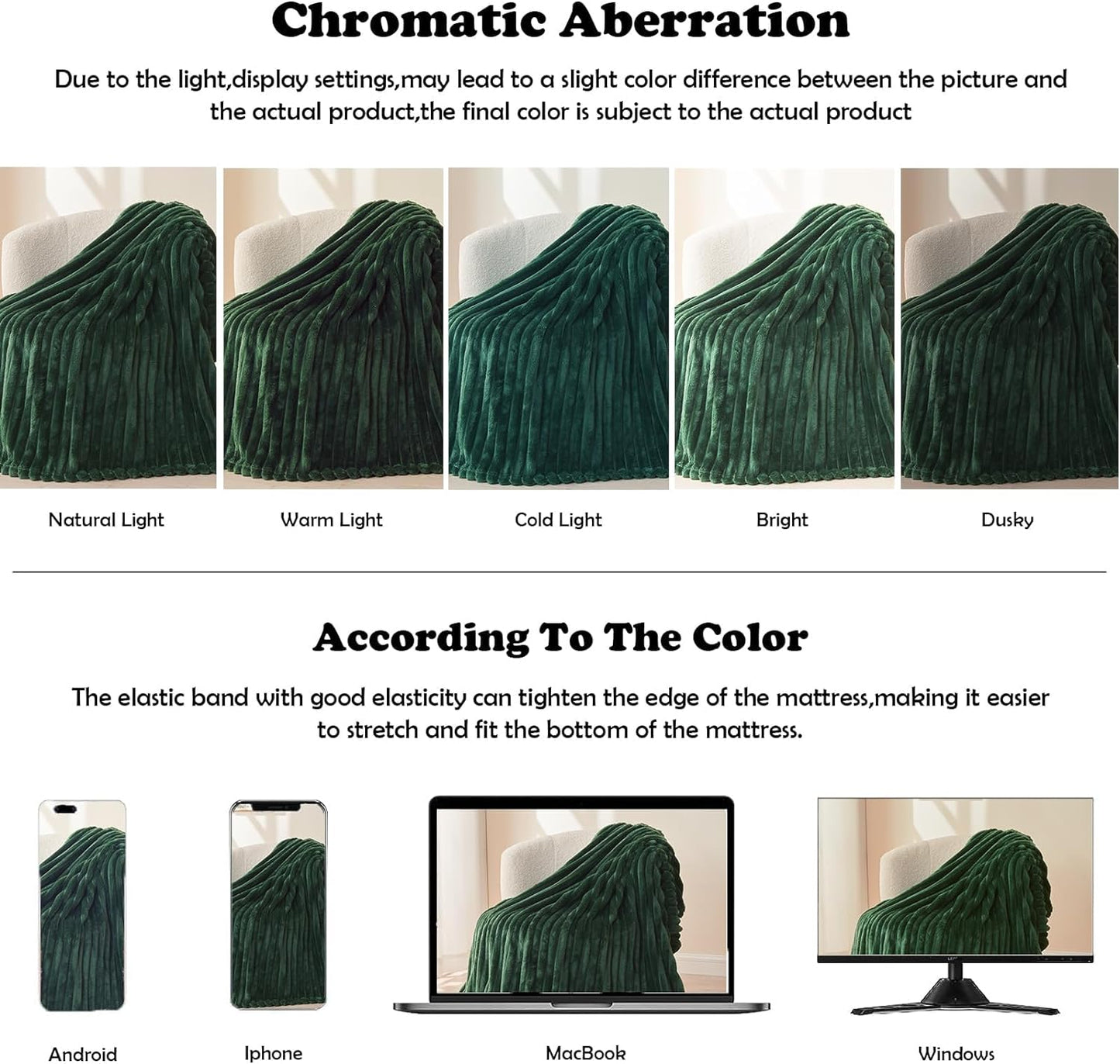 NEWCOSPLAY Super Soft Twin Blanket Dark Green Premium Silky Flannel Fleece 3D Ribbed Jacquard Lightweight Bed Blanket All Season Use (Dark Green Ribbed, Twin(60"x80"))