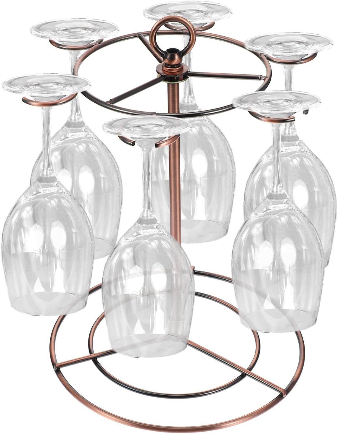 Black Metal Countertop Wine Glass Holder with Scrollwork Design, Freestanding Tabletop Stemware Storage Rack with 12 Hooks