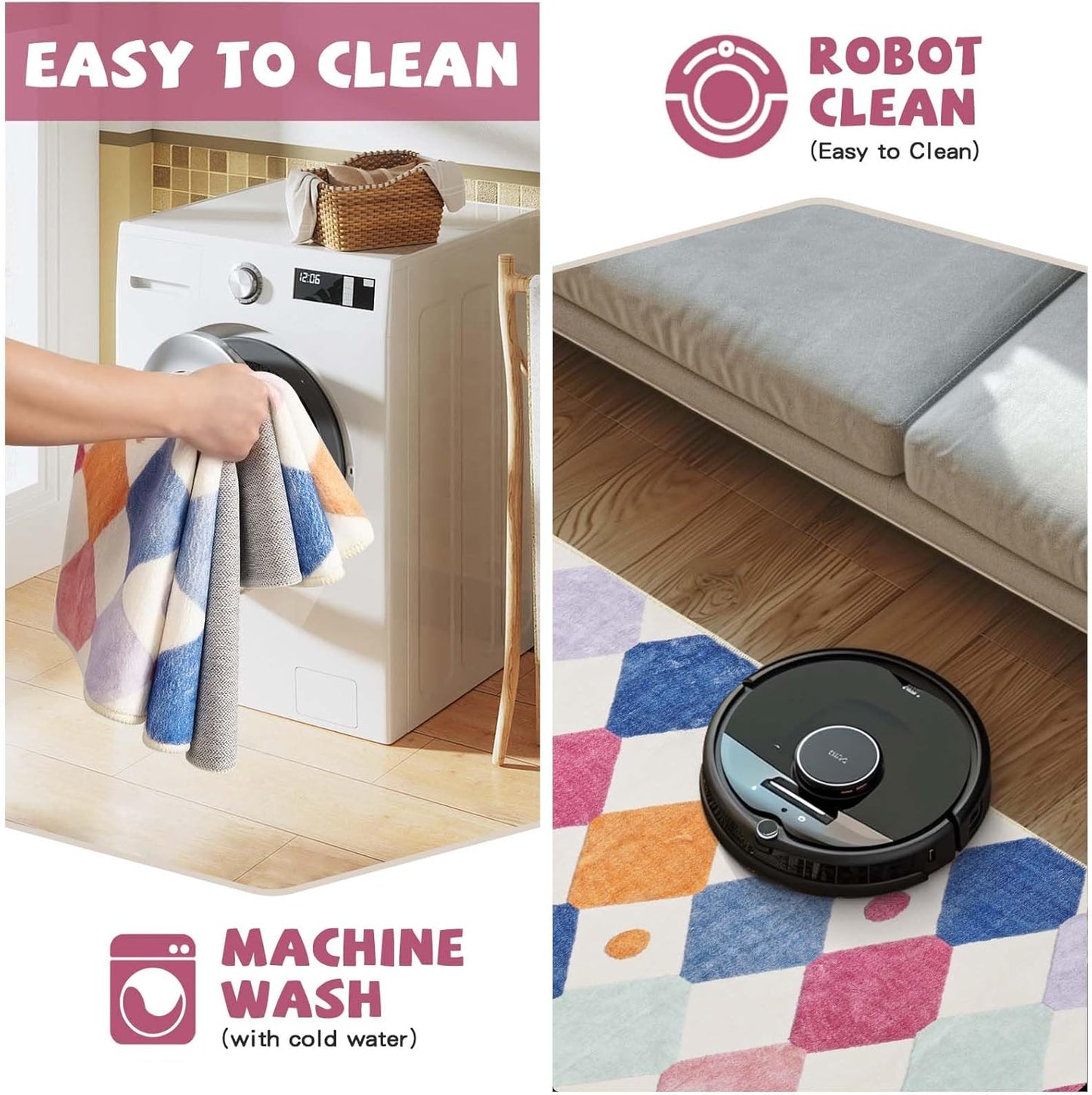 jinchan Area Rug 3x5 Kids Washable Indoor Floor Cover Non-Slip Modern Soft Rug Elementary School Classroom Colorful Diamond Carpet for Nursery Playroom Daycare Bedroom Living Room Berries on Cream