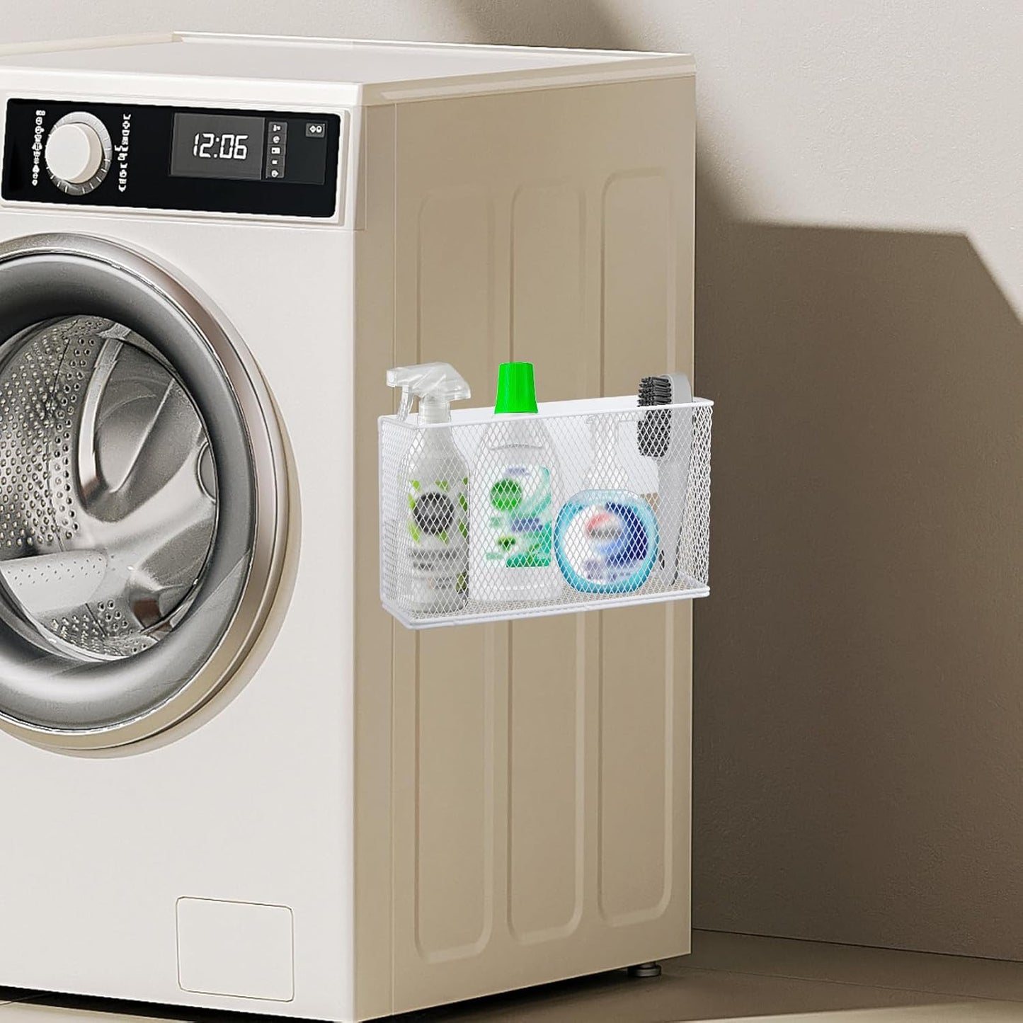 Magnetic Basket Organizer Holder for Fridge Magnetic Storage Bin Box Containers, White Magnetic Locker Organizer Holder for Kitchen Storage, Magazine, Whiteboard,10" × 3.34" ×5.9"